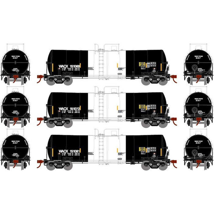 Athearn 16366 HO Scale 16k Clay Slurry Tank Car PCS WACX 3 Pack #2