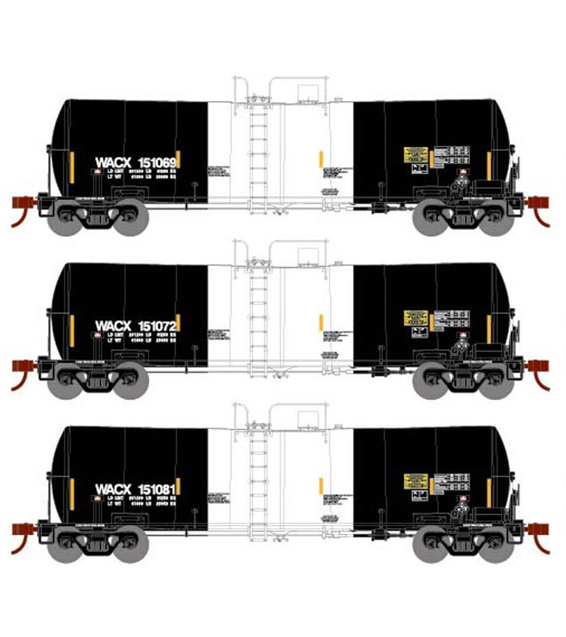 Athearn 16366 HO Scale 16k Clay Slurry Tank Car PCS WACX 3 Pack #2