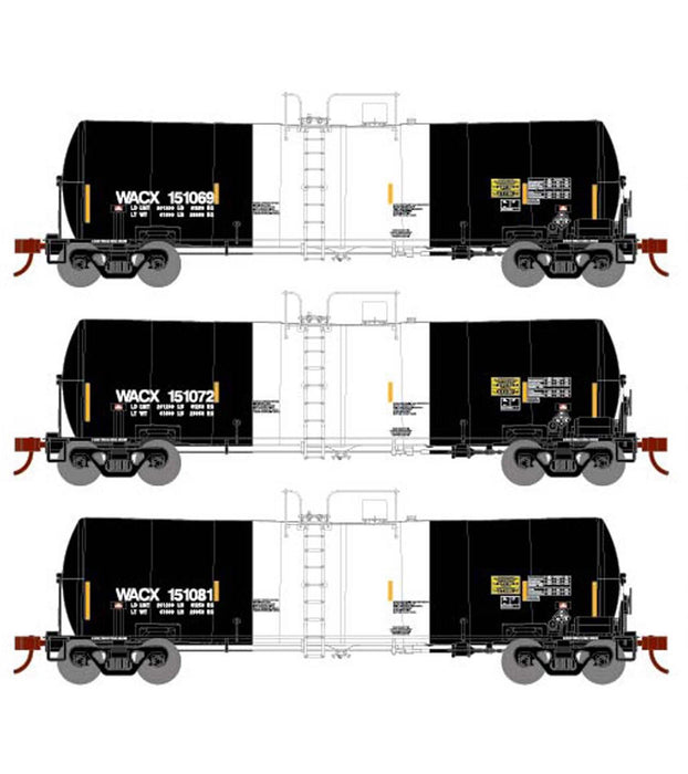 Athearn 16366 HO Scale 16k Clay Slurry Tank Car PCS WACX 3 Pack #2