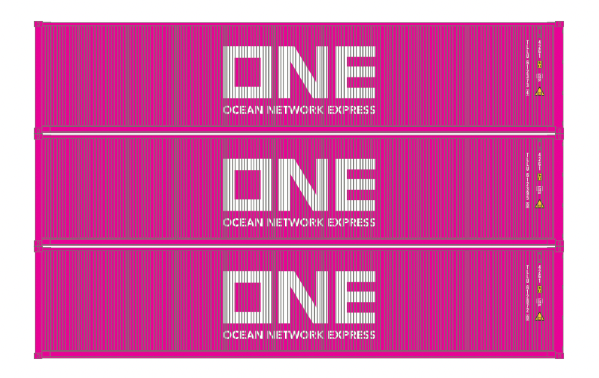 Athearn 16387 HO Scale 40' Low Cube Container Ocean Network Express ONE TLLU 3 Pack #1