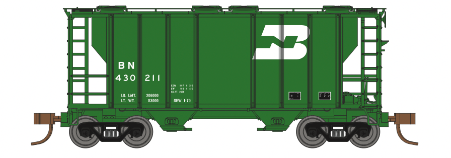 Athearn 17239 N Scale PS-2 2600 Covered Hopper Burlington Northern BN 430211