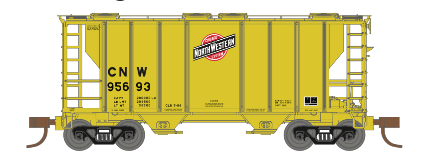 Athearn 17247 N Scale PS-2 2600 Covered Hopper Chicago & NorthWestern CNW 95846
