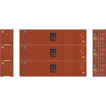 Athearn 17438 N Scale 40' High Cube Container MSC/Florens 3 Pack #1