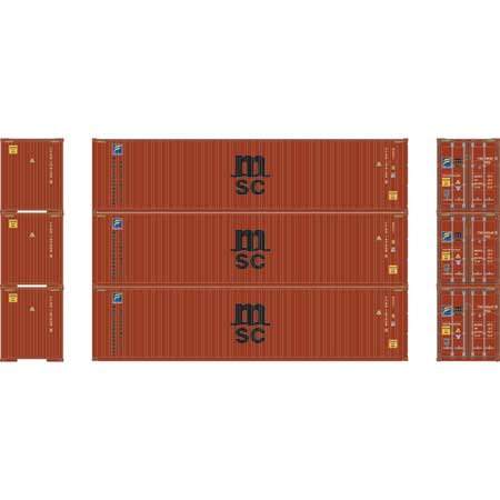 Athearn 17439 N Scale 40' High Cube Container MSC/Florens 3 Pack #2
