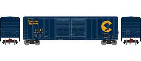 Athearn 17540 N Scale 50' FMC Double Door Boxcar Chessie System C&O 486218