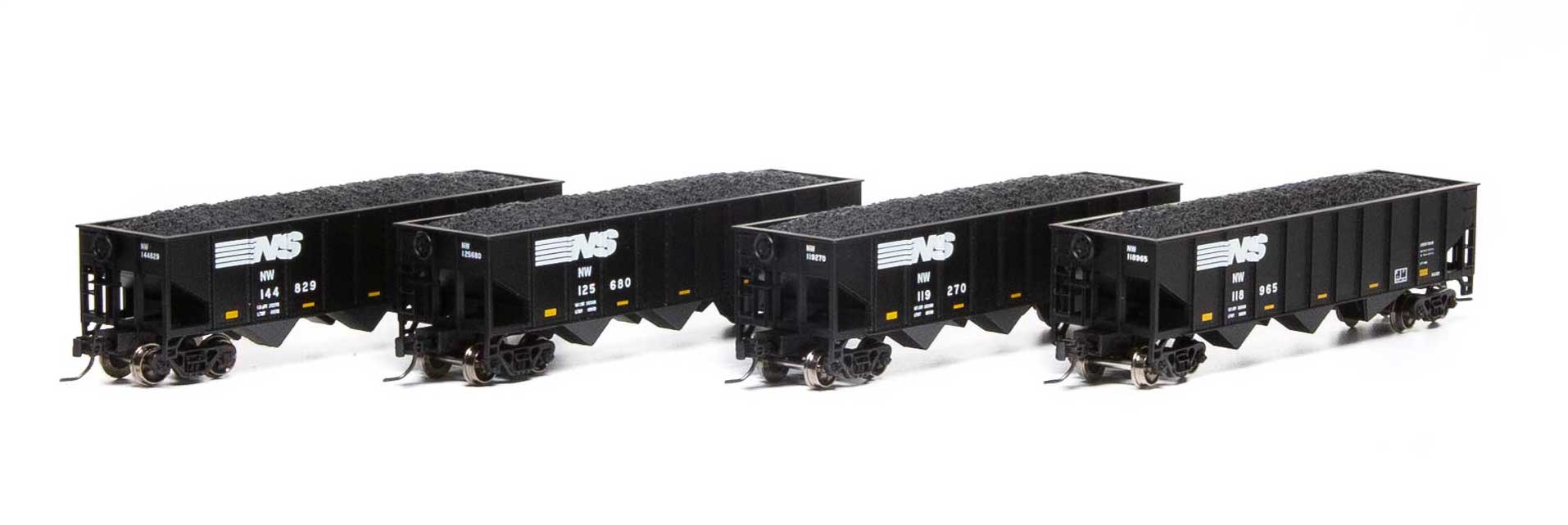 Athearn 17625 N Scale 40' 3 Bay Ribbed Hopper Norfolk Southern NW 4-Pack #1