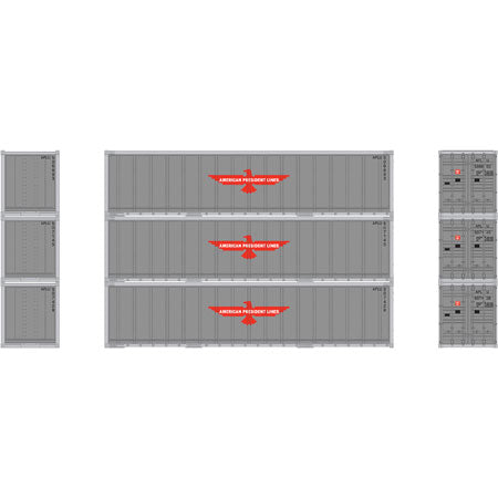 Athearn 17701 N Scale 40' Smooth Side Container APL 3 Pack