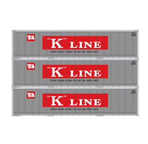 Athearn 17702 N Scale 40' Smooth Side Container K-Line 3 Pack