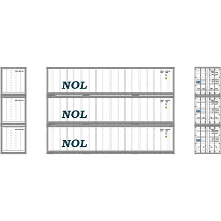 Athearn 17704 N Scale 40' Smooth Side Container NOL 3 Pack