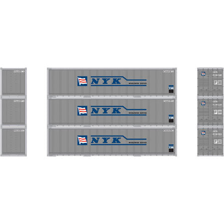 Athearn 17705 N Scale 40' Smooth Side Container NYK 3 Pack