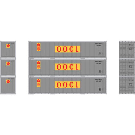 Athearn 17706 N Scale 40' Smooth Side Container OOCL 3 Pack