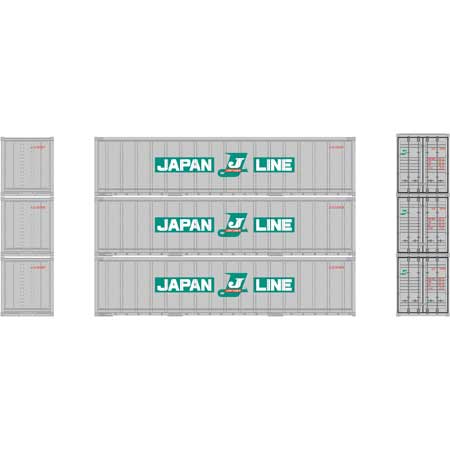 Athearn 17707 N Scale 40' Smooth Side Container Japan Line 3 Pack