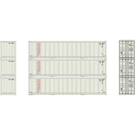 Athearn 17708 N Scale 40' Smooth Side Container DART 3 Pack