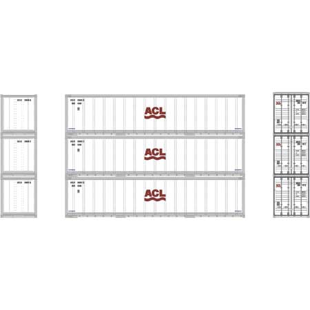 Athearn 17711 N Scale 40' Smooth Side Container ACL 3 Pack