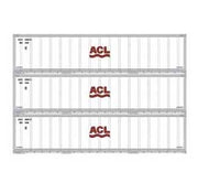 Athearn 17711 N Scale 40' Smooth Side Container ACL 3 Pack