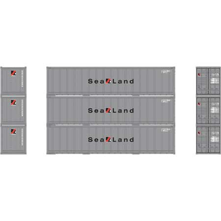 Athearn 17712 N Scale 40' Smooth Side Container Sealand 3 Pack