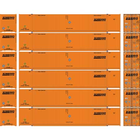 Athearn 18044 N Scale 53' CIMC Intermodal Container Schneider SNLU 6 Pack #1