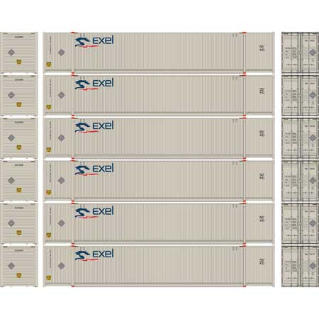 Athearn 18046 N Scale 53' CIMC Intermodal Container Exel EXLU 6 Pack #1