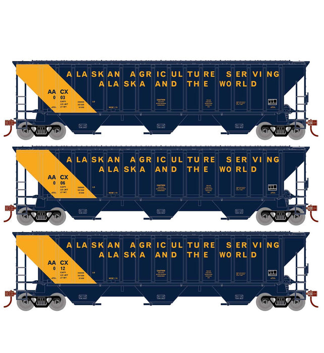 Athearn 18777 HO Scale PS 4740 Covered Hopper Alaska Railroad 3 Pack