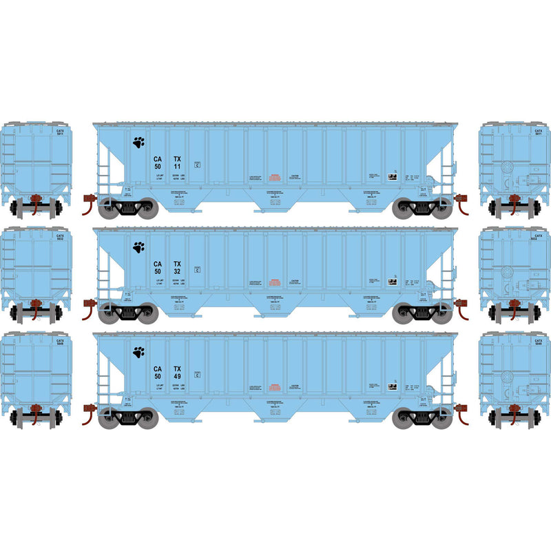 Athearn 18780 HO Scale PS 4740 Covered Hopper General American CATX 3 Pack