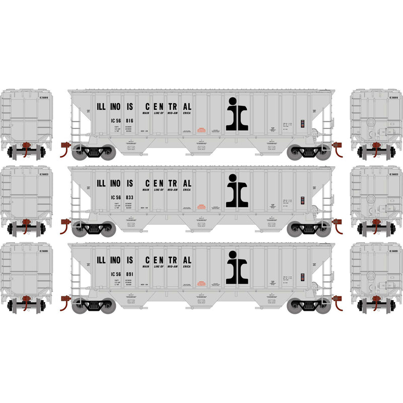 Athearn 18786 HO Scale PS 4740 Covered Hopper Illinois Central IC 3 Pack
