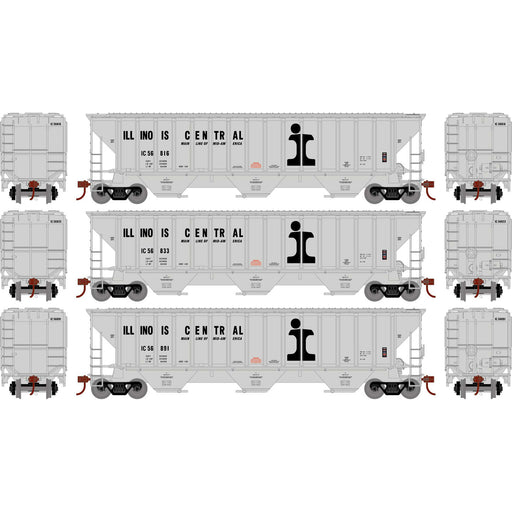 Athearn 18786 HO Scale PS 4740 Covered Hopper Illinois Central IC 3 Pack