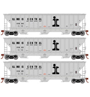 Athearn 18786 HO Scale PS 4740 Covered Hopper Illinois Central IC 3 Pack