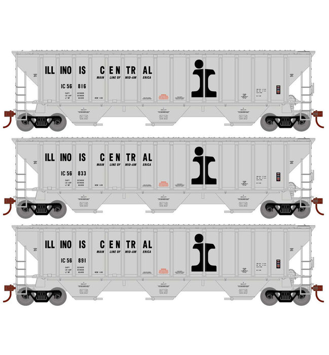 Athearn 18786 HO Scale PS 4740 Covered Hopper Illinois Central IC 3 Pack