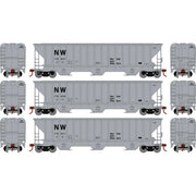 Athearn 18792 HO Scale PS 4740 Covered Hopper Norfolk Western NW 3 Pack