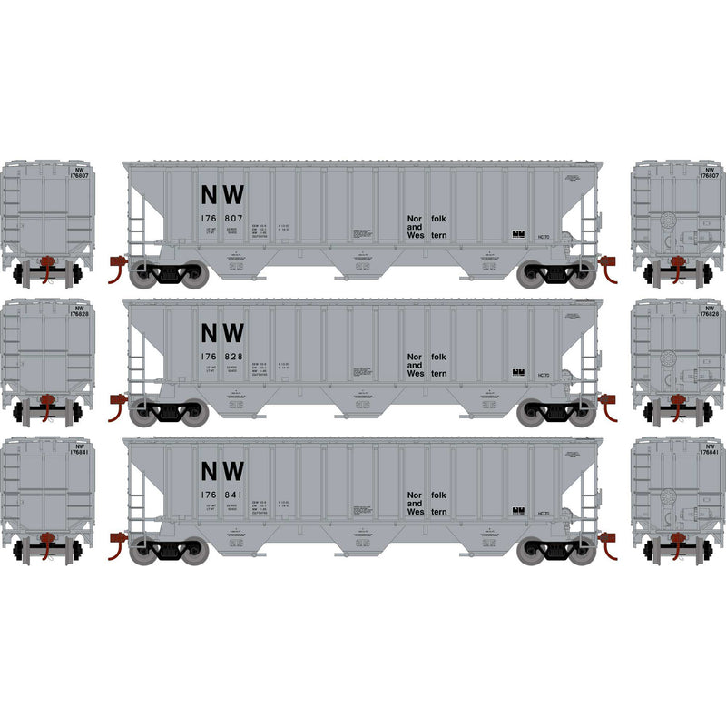 Athearn 18792 HO Scale PS 4740 Covered Hopper Norfolk Western NW 3 Pack