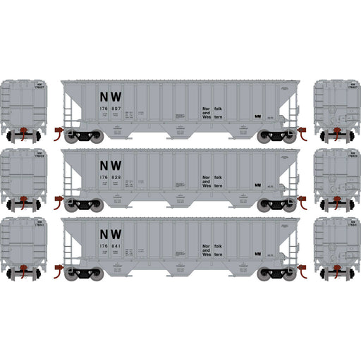 Athearn 18792 HO Scale PS 4740 Covered Hopper Norfolk Western NW 3 Pack