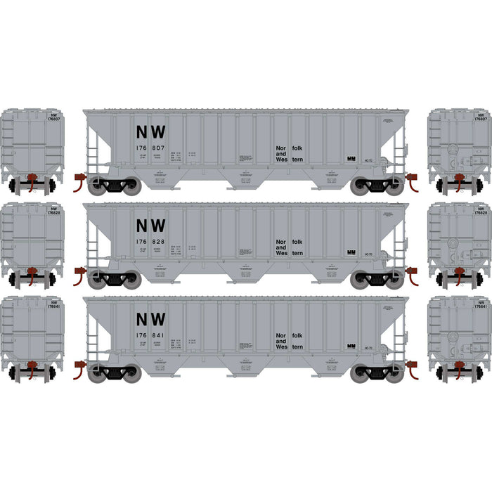 Athearn 18792 HO Scale PS 4740 Covered Hopper Norfolk Western NW 3 Pack