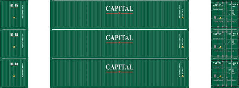 Athearn 20102 N Scale 40' Low Cube Container Capital CLHU 3 Pack #1