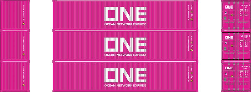 Athearn 20105 N Scale 40' Low Cube Container Ocean Network Express ONE TLLU 3 Pack #2