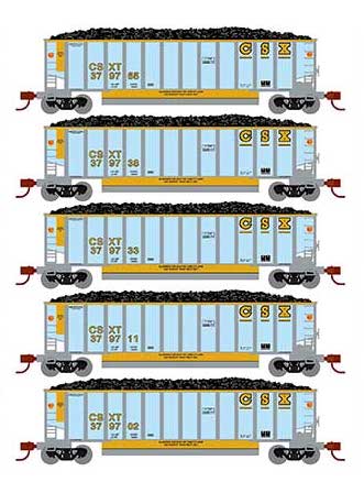 Athearn 25077 N Scale BethGon Coalporter CSX 5 Pack #1 — White Rose Hobbies