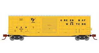 Athearn 25381 N Scale 50' Waffle Boxcar Green Bay Western GB&W 2714