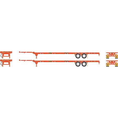 Athearn 26036 HO Scale 53' Container Chassis JB Hunt 2 Pack