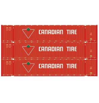 Athearn 26576 HO Scale 53' Jindo Intermodal Container Canadian Tire CDAU 3-Pack #2