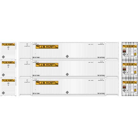 Athearn 26634 HO Scale 53' Intermodal Container JB Hunt #1 3-Pack