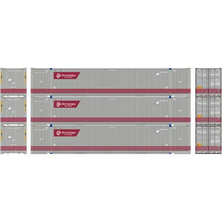 Athearn 26673 HO Scale 53' Jindo Intermodal Container Ferromex FXEU 3-Pack