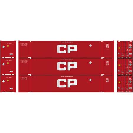 Athearn 26674 HO Scale 53' Jindo Intermodal Container Canadian Pacific CPPU 3-Pack