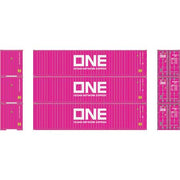 Athearn 27038 HO Scale 40' High Cube Container Ocean Network Express ONE 3 Pack