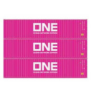 Athearn 27038 HO Scale 40' High Cube Container Ocean Network Express ONE 3 Pack