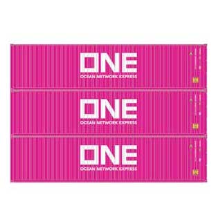 Athearn 27039 HO Scale 40' High Cube Container Ocean Network Express ONE 3 Pack