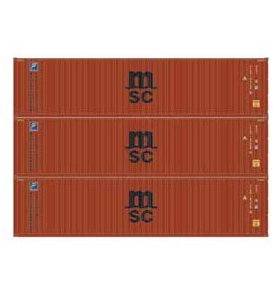 Athearn 27043 HO Scale 40' High Cube Container MSC/Florens 3 Pack