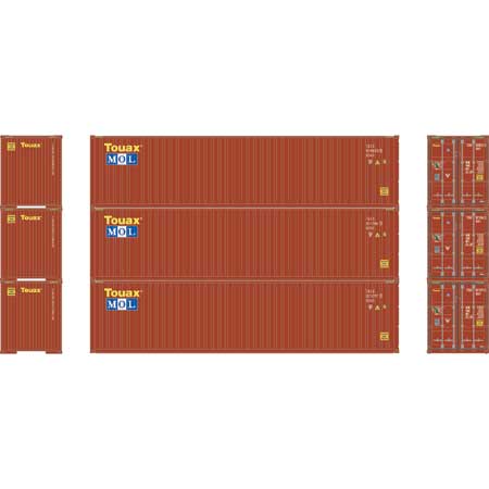 Athearn 27044 HO Scale 40' High Cube Container Touax/MOL 3 Pack