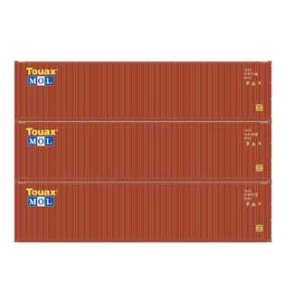 Athearn 27045 HO Scale 40' High Cube Container Touax/MOL 3 Pack