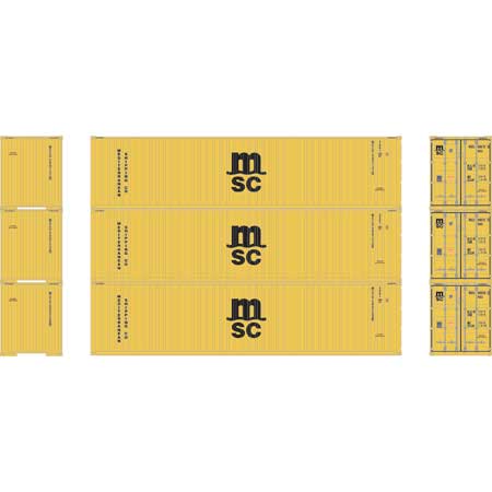 Athearn 27046 HO Scale 40' High Cube Container MSC 3 Pack