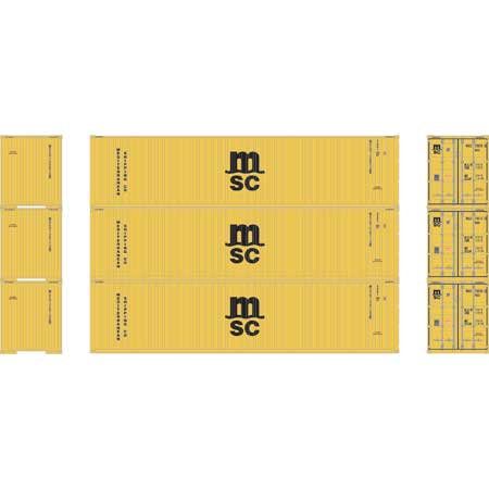Athearn 27047 HO Scale 40' High Cube Container MSC 3 Pack