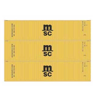 Athearn 27047 HO Scale 40' High Cube Container MSC 3 Pack